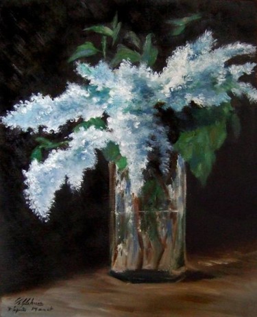Peinture intitulée "Bouquet de lilas, d…" par Lydie Le Gléhuir, Œuvre d'art originale