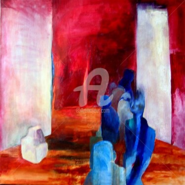 Peinture intitulée "file bleue" par Noëlle Dauby, Œuvre d'art originale