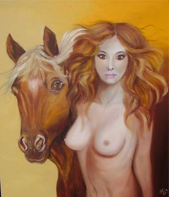 Peinture intitulée "EPONA" par Alix, Œuvre d'art originale, Huile