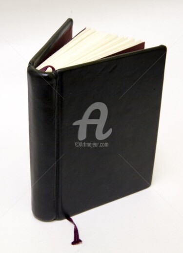 Artisanat intitulée "Carnet en cuir noir" par Chantal Gagné, Œuvre d'art originale