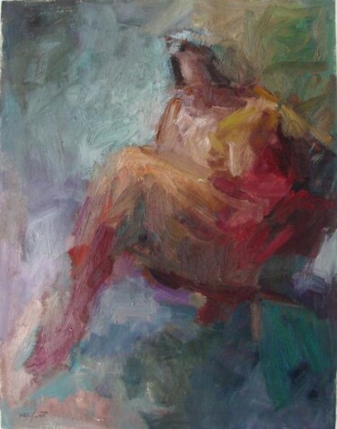 Peinture intitulée "Elle m'attend" par Sandrine Wely, Œuvre d'art originale