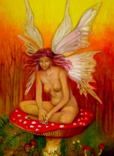 Peinture intitulée "L'amanite" par Alix, Œuvre d'art originale, Huile