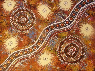 Painting titled "Hunting goanna & wa…" by Justin Ronberg, Original Artwork