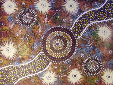 Painting titled "Kaliya emu & mangat…" by Justin Ronberg, Original Artwork