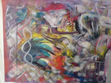Painting titled "L'AMOUR ET LA SALLO…" by Boubacar Sow, Original Artwork, Oil