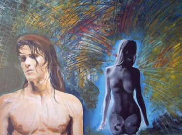 le couple Peinture intitulée "le couple" par Manu Surreabulliste, Œuvre d'art originale