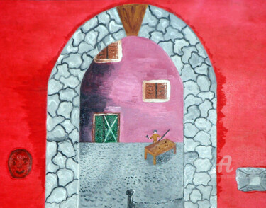 Painting titled "L'Artigiano" by Aurelio Nicolazzo, Original Artwork, Oil