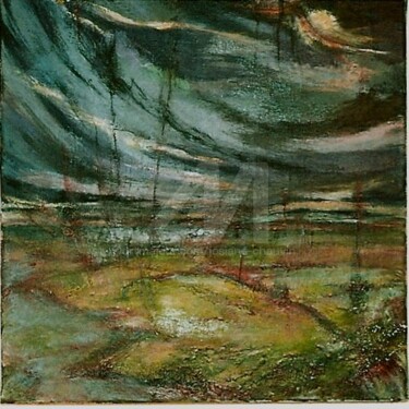 Peinture intitulée "marais nuit de gel" par Josiane Chauvin, Œuvre d'art originale, Huile