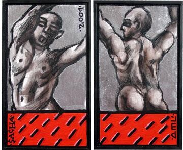 绘画 标题为“Hommes Double” 由Sacha Schwarz, 原创艺术品
