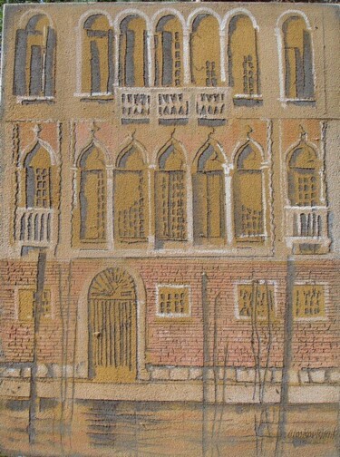 Peinture intitulée "FACADE A VENISE" par Michel Moskovtchenko, Œuvre d'art originale, Huile