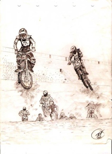 Pittura intitolato "MotorcycleJump" da Tom Taylor, Opera d'arte originale, Altro