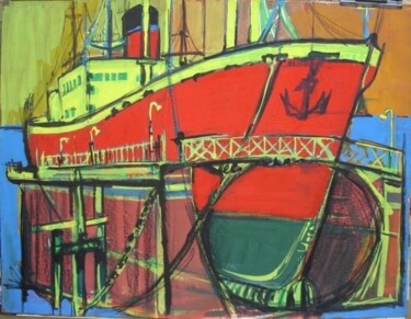 Dessin intitulée "CHANTIER AU PIREE…" par Michel Moskovtchenko, Œuvre d'art originale, Autre