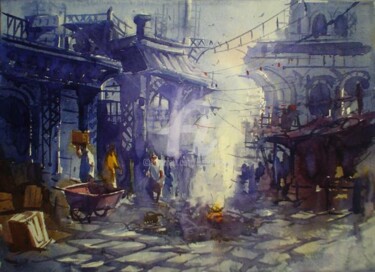 Painting titled "cityscape03" by Kishore Singh, Original Artwork
