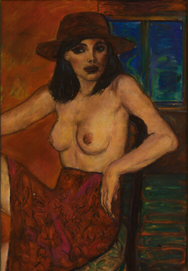 La jupe rouge - Peinture à l'Huile sur Toile Ζωγραφική με τίτλο "La jupe rouge - Pei…" από Robert Gibson, Αυθεντικά έργα τέχνης, Λάδι Τοποθετήθηκε στο Ξύλινο φορείο σκελ…
