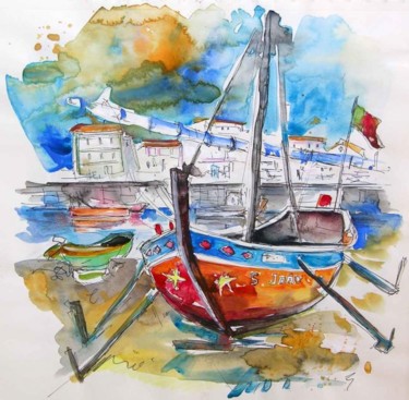 Boats in Tavira Painting titled "Boats in Tavira" by Miki De Goodaboom, Original Artwork, Oil