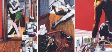 绘画 标题为“Avant, pendant, apr…” 由Dominique Boucher, 原创艺术品, 圆珠笔 安装在纸板上