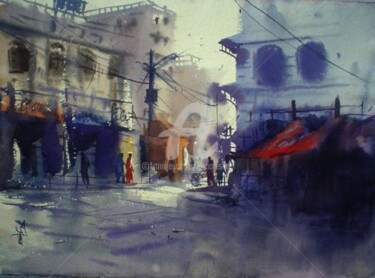 Painting titled "cityscape09" by Kishore Singh, Original Artwork