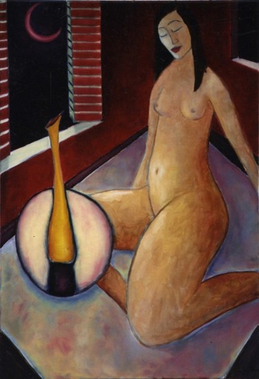 Nude with a Vase Painting titled "Nude with a Vase" by Bradley Owen, Original Artwork