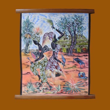 une belle Toile Naïf Textile Art titled "une belle Toile Naïf" by Kebe, Original Artwork