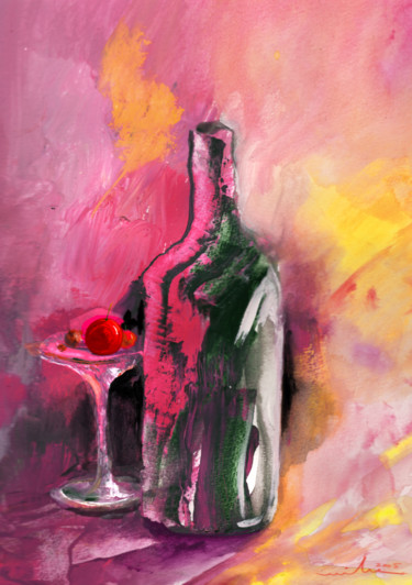 Painting titled "Still Life with Che…" by Miki De Goodaboom, Original Artwork, Gouache