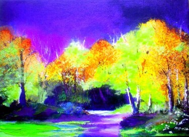 Peinture intitulée "Automne de Brigitte…" par Brigitte Bouron, Œuvre d'art originale, Huile