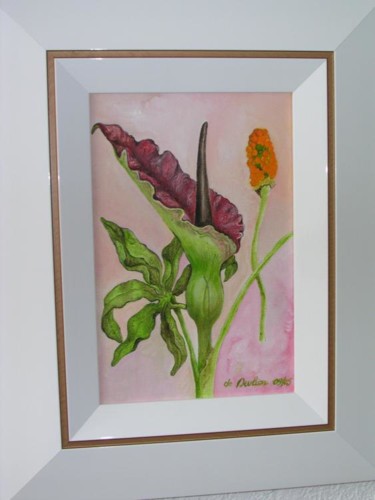 Peinture intitulée "fleur de dracaena" par Ghyslaine De Sevlian, Œuvre d'art originale, Huile