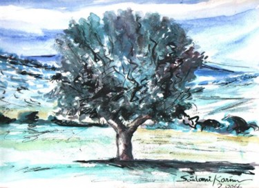Peinture intitulée "arbre aurassiene" par Abdelkarim Saidani, Œuvre d'art originale