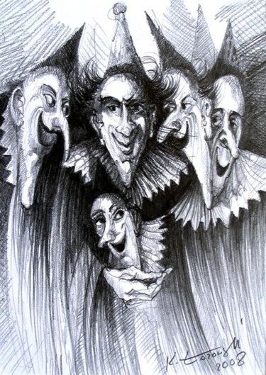 Dessin intitulée "Czarodzieje w rozmo…" par Krzysztof Lozowski, Œuvre d'art originale