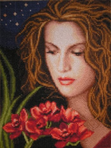 Artesanía titulada "chica con orquideas" por Carmen Medina Arevalo, Obra de arte original