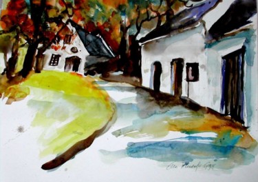Pittura intitolato "Kellergasse in Klei…" da Ella Kleedorfer-Egger, Opera d'arte originale
