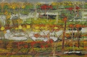 Painting titled "Printanier" by Barbara Piatti, Original Artwork, Oil