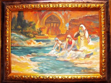 Peinture intitulée "el oued" par Abdelkarim Saidani, Œuvre d'art originale