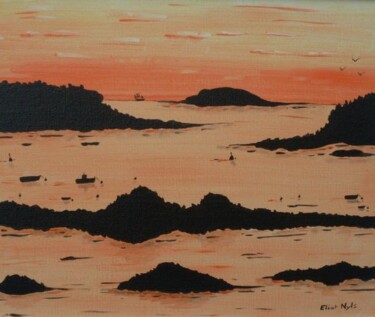 Peinture intitulée "Soleil couchant" par Nyls  Eliot, Œuvre d'art originale, Huile