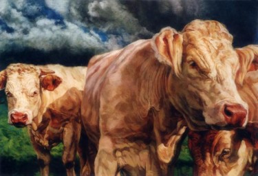 Peinture intitulée "Bétail" par Bastien Millan, Œuvre d'art originale