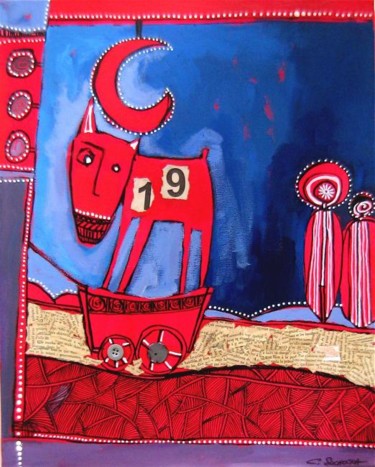 Peinture intitulée ""LE 19"" par Catherine Suchocka, Œuvre d'art originale