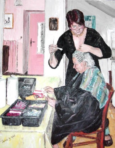 Painting titled "Nathalie la coiffeu…" by Janine Le Cann, Original Artwork