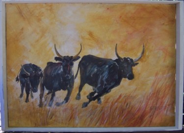 Peinture intitulée "Taureau, taureau...." par Anne-Frédérique Ferret, Œuvre d'art originale