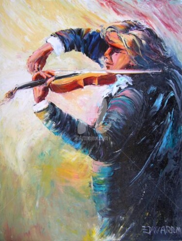 绘画 标题为“VIOLONISTE” 由Edward Misiaszek, 原创艺术品, 油