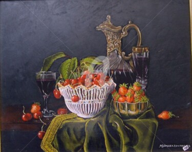 Peinture intitulée "CERISES ET FRAISES" par Edward Misiaszek, Œuvre d'art originale, Huile