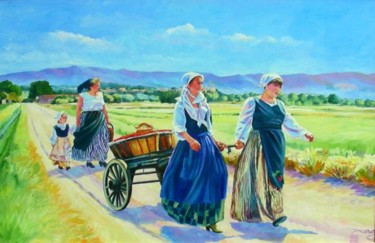 绘画 标题为“3 femmes  livraison…” 由Agnès Borg-Burglen, 原创艺术品, 油