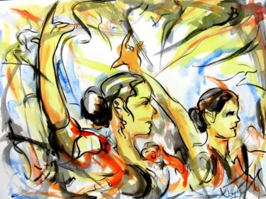 绘画 标题为“96 - Flamenco” 由Jean-Luc Lopez, 原创艺术品, 墨