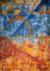 Pintura titulada "Sol bajo el mar" por Maga, Obra de arte original