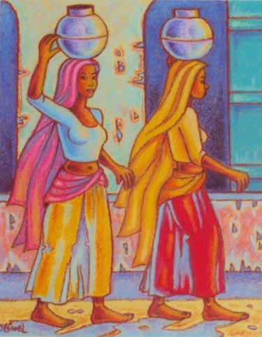 Painting titled "Indiennes du Rajahs…" by Gilles Mével, Original Artwork, Pastel