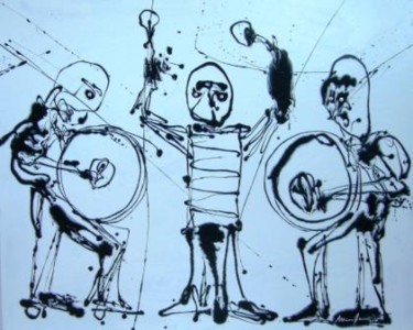 Pintura intitulada "bombos" por Mário Fresco, Obras de arte originais, Óleo