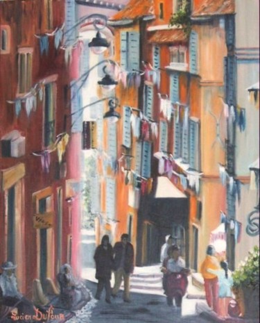 M19 - Rue du pannier à Marseille Peinture intitulée "M19 - Rue du pannie…" par Lucien Dufour, Œuvre d'art originale, Huile Monté sur Châssis en bois