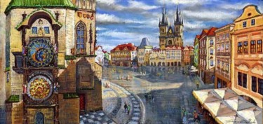 Peinture intitulée "Old Town Square Pra…" par Yuriy Shevchuk, Œuvre d'art originale, Pastel