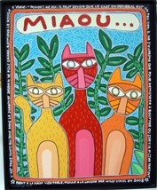 Peinture intitulée "troischats" par Damien Deltour, Œuvre d'art originale