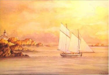 Peinture intitulée "Lougre ponté" par Pascal Chanier, Œuvre d'art originale