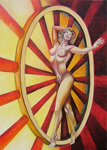 Peinture intitulée "ARIANRHOD ET LA ROU…" par Alix, Œuvre d'art originale, Huile