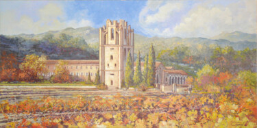 Peinture intitulée "Abbaye de LAGRASSE" par Pascal Chanier, Œuvre d'art originale